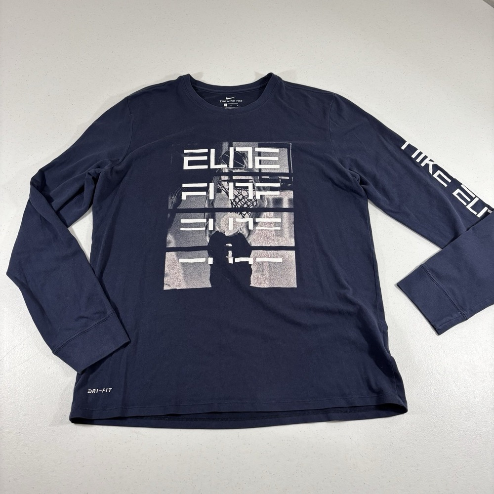 Nike Elite Mens T Shirt L/S Basketball Small Athletic Cut Graphic T Dri Fit FLAW